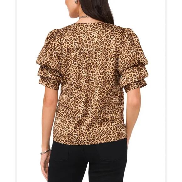 1.STATE Leopard Print Bubble Sleeve Blouse – Size Small - Picture 2 of 8